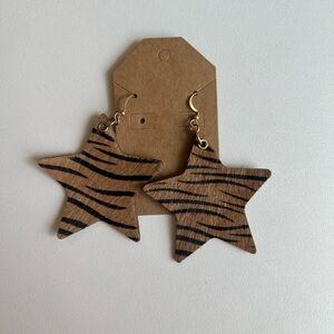 Star Shaped Tiger Print Earrings